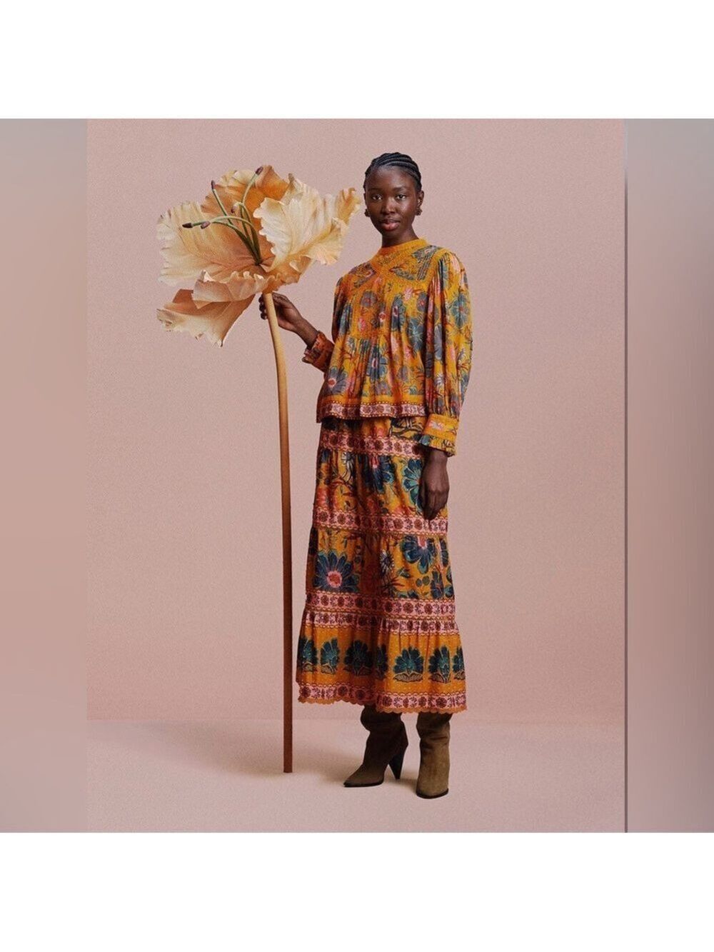 Farm Rio Yellow Mica Maxi Skirt